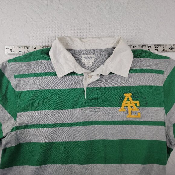 Vtg American Eagle shirt rugby polo men's size XL green grey retro stripe collar - Picture 5 of 10